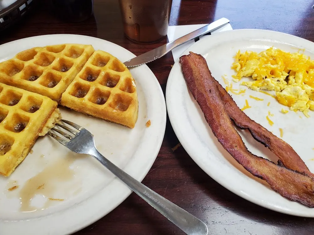 Waffle Cheesy Eggs and Bacon
